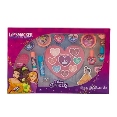 Afbeelding van Lip Smacker Disney Princess Blockbuster Set, alles in één make upset met lippenbalsems, lipglosss, glinsterende crèmes en lak, haaraccessoires up inbegrepen