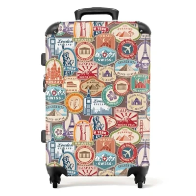 Afbeelding van NoBoringSuitcases.com® Rolkoffer, bagage voor dames en heren, cabinekoffers ruimbagage, Reisbestemmingen, Koffer
