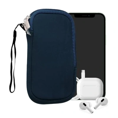 Afbeelding van kwmobile telefoontasje universeel geschikt voor M 5,5&quot; smartphones 15,2 x 8,3 cm Hoesje met rits en polslusje In marineblauw