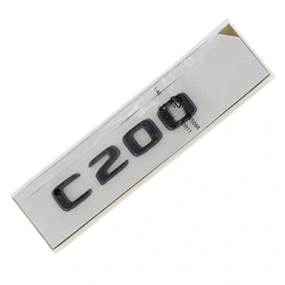 Afbeelding van MSEURO 3D ABS Zwart Chroom Auto Letters Achter Kofferbak Embleem Badge Sticker Fit Voor Logo Mercedes Benz C200 W204 W203 C300 W205 Accessoires (Maat: Glanzend Zwart, Kleur: C200)
