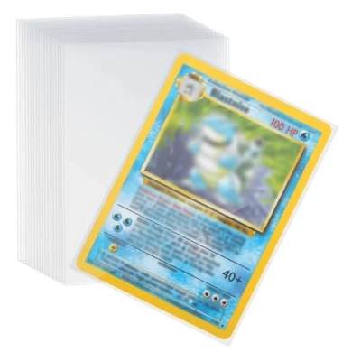 Afbeelding van Carehabi 100 stuks kaartvakken, 0,1 mm, transparant, voor Pokémon kaarten, wisselkaarten, Yu Gi Oh, Magic (66 x 92 mm)