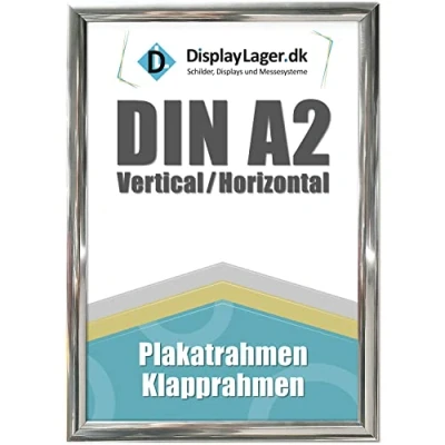 Afbeelding van DisplayLager Inklikframe A2 verchroomd met 25 mm aluminium profiel, ontspiegeld beschermglas, bevestigingsmateriaal