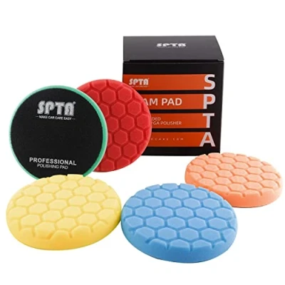 Afbeelding van SPTA HexLogic Polijstsponzen, 125 mm, polijstpad, polijstspons, voor excentrische polijstmachine, schuurmachine