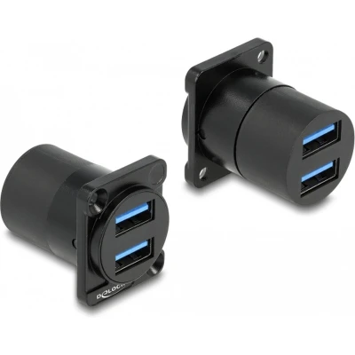 Afbeelding van Delock D Type module USB 3.2 Gen 1 A 2 x aansluiting naar aansluiting, PC accessoires, Zwart