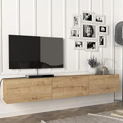 Afbeelding van Tv meubel Vihti zwevend 180x31x29,5 cm eiken