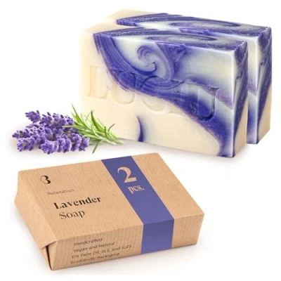 Afbeelding van lubiu 2 x 100 g natuurlijke lavendelzeep voor alle huid, zeep zonder palmolie, zeep,