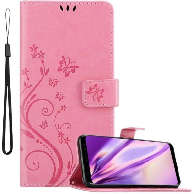 Afbeelding van Cadorabo Hoesje geschikt voor Samsung Galaxy S8 PLUS in BLOEMEN ROZE Beschermhoes bloemmotief met magnetische sluiting, standfunctie en kaartsleuven Book Case Cover Etui