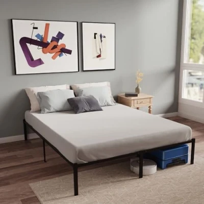 Afbeelding van Dreamzie Bed 140 x 200 cm, met lattenbodem van hout, bedframe metaal en houten latten, 6 poten, hoogte 41 eenvoudige montage