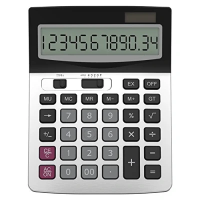 Afbeelding van Helect H1006 12 cijferige bureaurekenmachine, zakelijke standaardfunctie, zilverkleurig