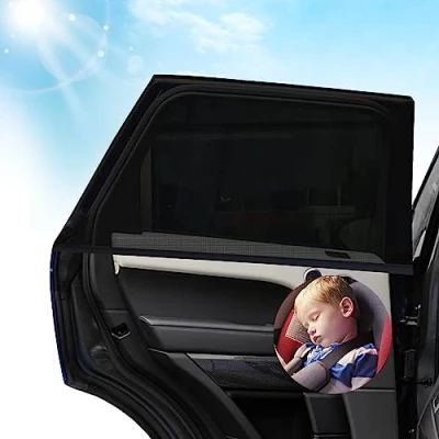 Afbeelding van Zonwering voor de Auto,Zonnescherm Auto Baby met UV bescherming Kinderen,Bescherming Kinderen,Baby&#039;s, Volwassenen,Huisdieren,Autozonneschermen zijramen Stralen
