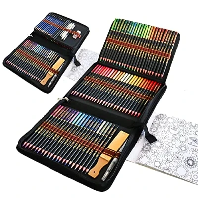 Afbeelding van WGOT Aquarelbare kleurpotloodset, 96 professionele kleurpotloden, met kleurboek en gum puntenslijper, voor volwassenen kunstenaars