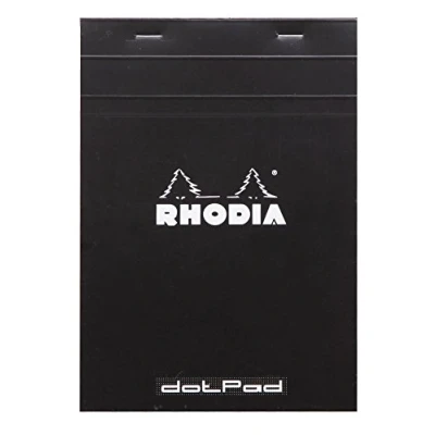 Afbeelding van RHODIA 16559C Notitieblok met nietjes Dotpad N16 zwart A5 Gestippeld gelinieerd 80 afscheurbare vellen Wit Clairefontaine papier g/m Zachte en resistente gecoate kartonnen omslag Basics