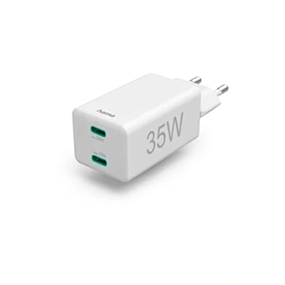 Afbeelding van Hama Snellader 2X Usb C Pd/Qualcomm&amp;Reg; Mini Oplader 35 W Wit