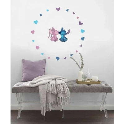 Afbeelding van Komar Stitch and Angel Cutie muursticker kinderkamer Disney 50 x 70 cm