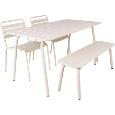 Afbeelding van MaximaVida metalen tuinset Max 150 cm ivoor 4 delig bank zonder rugleuning