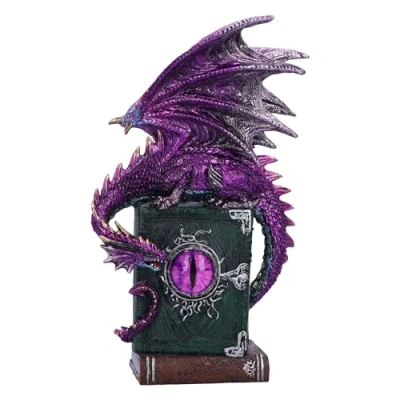 Afbeelding van Nemesis Now Dragon Fable 24 cm, hars, paars, drakenfiguur, paarse drakenornament, draak cadeauartikel om te verzamelen, gegoten uit de beste vakkundig met hand beschilderd