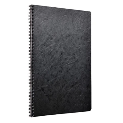 Afbeelding van Clairefontaine 781421C Notitieboek, spiraalbinding, A4, 21 x 29,7 cm, 100 pagina&#039;s, kleine ruitjes, White papier, 90 g, glanzende ledernerf omslag, collectie Age Bag