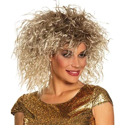 Afbeelding van Boland Pruik Rock queen Blond Krullen Halflang Vrouwen Rocker Zangeres