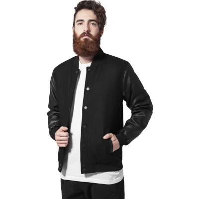 Afbeelding van Urban Classics Oldschool College Jacket Lichte jas, Heren, Maat: 3XL, Black/black