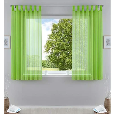 Afbeelding van Set van 2 gordijnen, transparante gordijnset voor woonkamer, voile lusgordijn met loden afsluiting H x B 245 140 cm, lichtblauw,