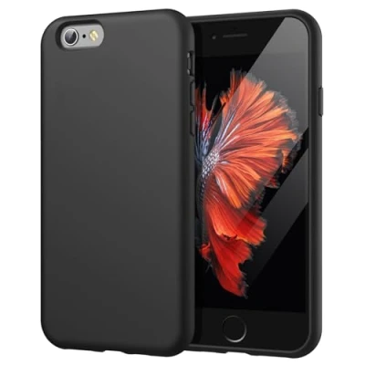 Afbeelding van JETech Siliconen Hoesje Compatibel met iPhone 6s/6 4,7 Inch, Zijdeachtige Zachte Touch Full Body Beschermhoes, Schokbestendige Case Microvezel Voering (Zwart)