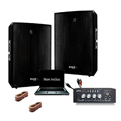 Afbeelding van IBI Sono 600 Pack met 2 luidsprekers 300 W + mini USB versterker Bluetooth ideaal kleine familiefeest, verjaardag Fiesta