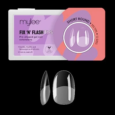 Image de Mylee Fix N Flash Lot de 552 Extensions d&#039;ongles en gel souple Courtes et rondes Couverture complète Flexible résistant 12 tailles différentes S&#039;adapte