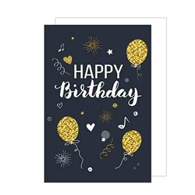 Afbeelding van Edition Seidel XXL verjaardagskaart Maxi Premium met envelop DIN A4 wenskaart ticket verjaardag voor mannen vrouwen gouden ballonnen (A4 G2896)