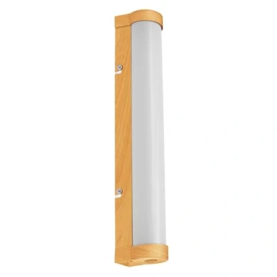 Afbeelding van LEDVANCE ORBIS Spiegelbuis/wandlamp met led, mat glas/houtdecoratie, 9 W, 900 lm, dimbaar, 3000/4000 K, instelbaar via wandschakelaar, 40 cm diameter, IP44 tegen