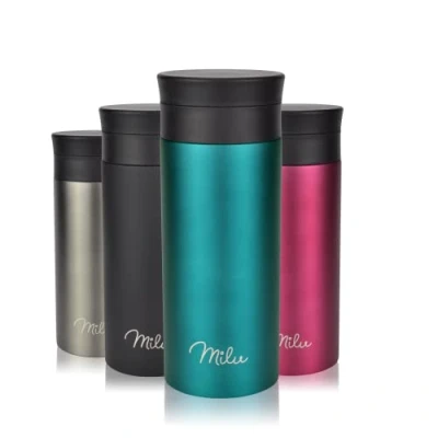 Afbeelding van Milu thermobeker 350ml, 450ml 100% lekvrij isoleerbeker, koffiebeker to go, drinkbeker van roestvrij staal autobeker dubbelwandige isolatie reismokken Travel mug (Groen, 350ml)