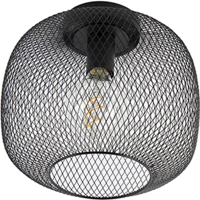Afbeelding van QAZQA Moderne zwarte plafondlamp Bliss Mesh