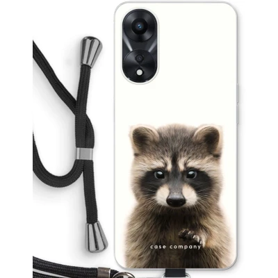 Afbeelding van Case Company® hoesje met Koord geschikt voor Oppo A58x Rocco Telefoonhoesje Zwart Bescherming aan alle Kanten en Over de Schermrand
