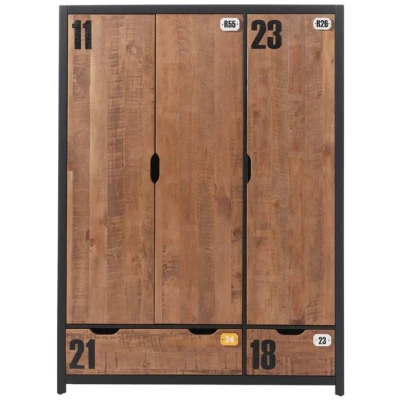 Image de Vipack armoire à linge 3 portes Alex brune 200x147,4x55 cm Brun MDF