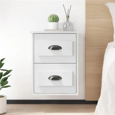 Afbeelding van Nachtkastjes 2 st wandgemonteerd 41,5x36x53 cm wit