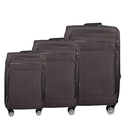 Afbeelding van MY TRAVEL BAG Valise à roulettes en tissu extensible avec jumelées (M/L/XL/XXL ou lot de 4) Bagages souples, Noir , 3er Set,