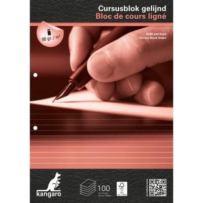 Afbeelding van Kangaro cursusblok A4 lijn 90 grams 2 gaats 4 stuks K 5401