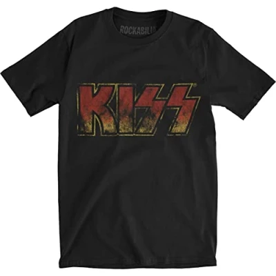 Afbeelding van Kiss Vintage Classic Logo Heren T shirt XL Zwart