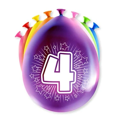 Afbeelding van Ballonnen 4 jaar party 30cm 8 stuks