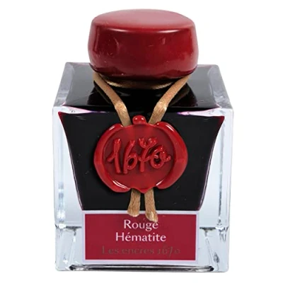 Afbeelding van Jacques Herbin 15026JT Een fles glitter inkt goud 1670 voor vulpen, roller, glazen veer en penhouder, 50 ml, hematiet rood