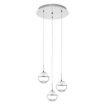 Afbeelding van EGLO Montefio 1 Hanglamp 3 Lichts LED Chroom Glas, Kristal Wit, Helder