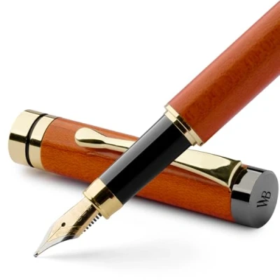 Afbeelding van Wordsworth &amp; Black Vulpenset, bamboehout middelgrote veer, geschenkdoos; bevat 6 inktpatronen, een inktnavulconverter; kalligrafie, [kersenhout]