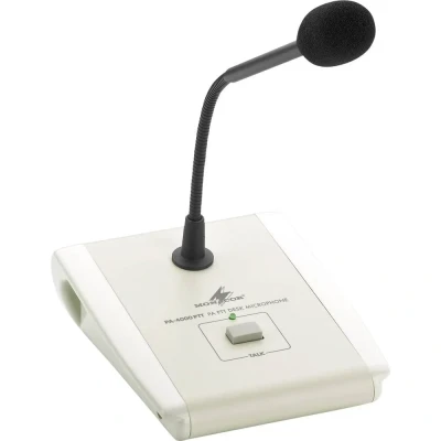 Afbeelding van Monacor PA 4000PTT Spraakmicrofoon Zwanenhals Zendmethode:Kabelgebonden Incl. kabel Microfoon (3.5 mm jackplug), (6.3 jackplug) Kabelgebonden