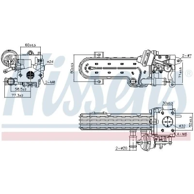Afbeelding van NISSENS 989413 EGR koeler Met onderdruk Bypass VOLKSWAGEN: Golf 5, Passat B6 Variant, Saloon, AUDI: A3 Hatchback, Sportback, SEAT: Altea