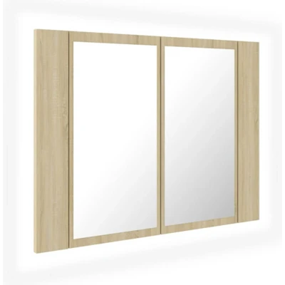 Afbeelding van vidaXL Badkamerkast met spiegel LED 60x12x45 acryl sonoma eikenkleurig
