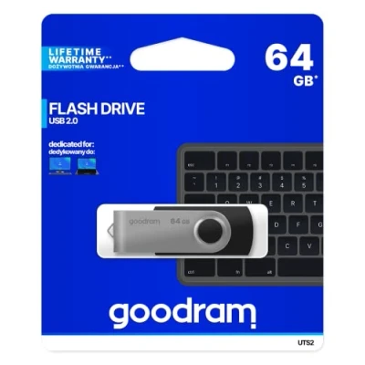 Afbeelding van Goodram UTS2 USB stick 64 GB Type A 2.0 Zwart, Zilver