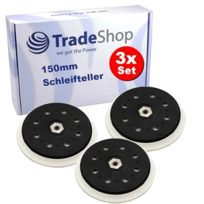 Afbeelding van Trade Shop Set van 3 klittenbandschuurplaten, diameter 150 mm, 15 gaten, geschikt voor Makita BO6050 roterende schuurmachine, vervanging 197315 5