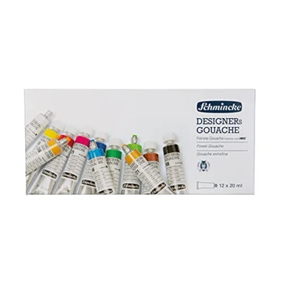 Afbeelding van Schmincke Gouache Designers 72 014 097, 12 kleuren, x 20 ml tubes, streepvrij, maximale dekking, intensieve en fluweelachtige kleur