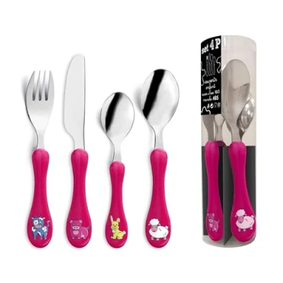 Afbeelding van Bestekset Amefa Enfant Metaal Tweekleurig Kleur Fuchsia