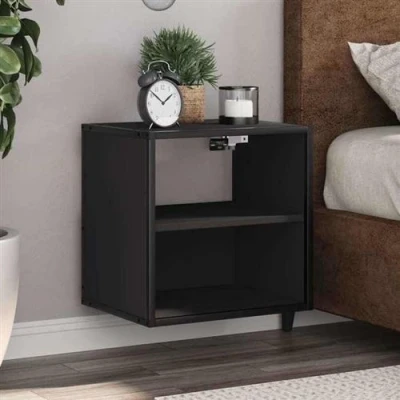 Image de vidaXL Table de chevet murale noir 40x31x39,5 cm848744