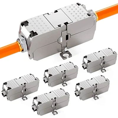 Afbeelding van HB DIGITAL 6 x Cat6a Keystone 10 Gbit netwerkkabelconnector, zonder gereedschap, veldmontage, LSA Ethernet LAN adapter